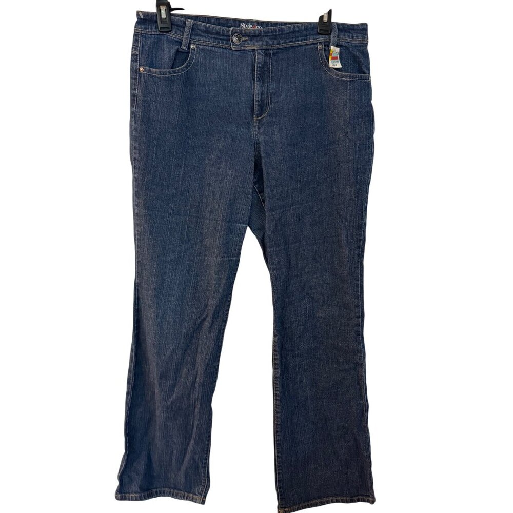Style & Co Womens Bootcut Jeans Size 16 Blue Cotton Blend